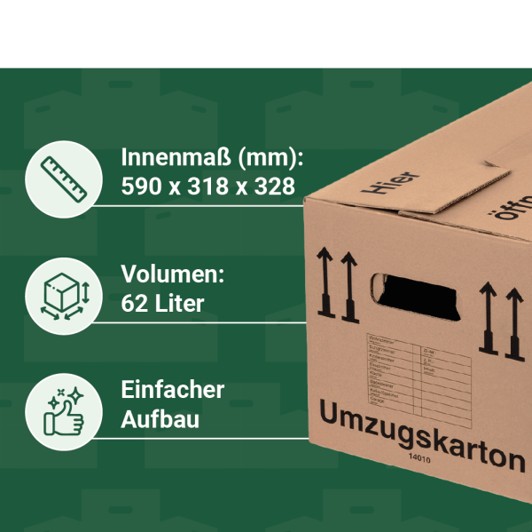 Produktbild von Kartons Doppelter Boden Profi Umzugskartons 60x33x34cm - Doppelter Boden, Menge Wählbar Umzugskartons Doppelter Boden